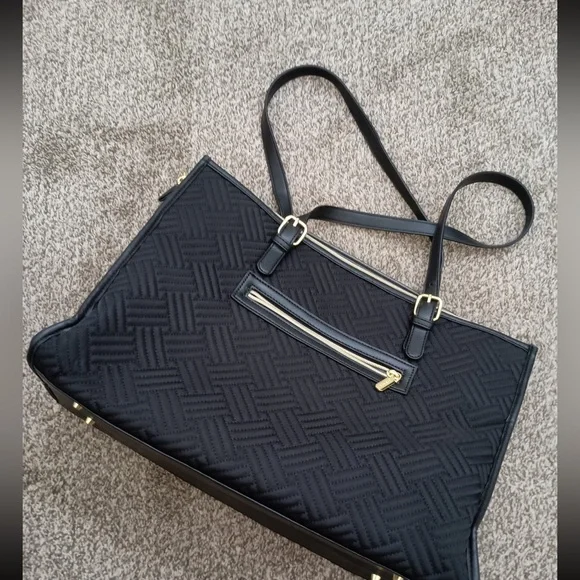 Quilted Black Tote Bag 15.6 inches - Picture 3 of 4